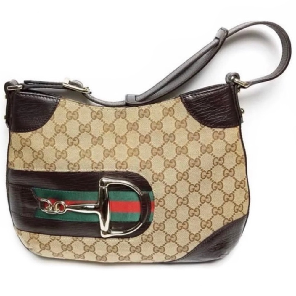 Authentic Gucci Hasler Hobo Brown Shoulder Bag